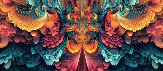 Abstract colorful fractal background with intricate patterns.