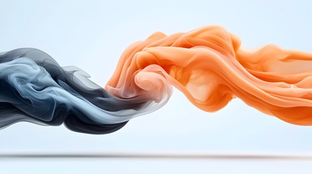 Mesmerizing abstract artwork featuring a smooth fiery blend of red and black smoke curling and twisting upwards isolated on a clean crisp white background