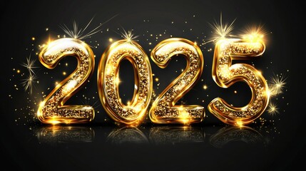 Shimmering Golden 2025 Celebration Numbers