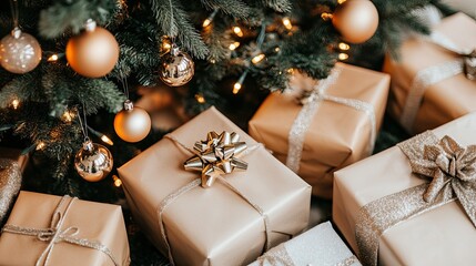 Festive Holiday Gifts Under Christmas Tree