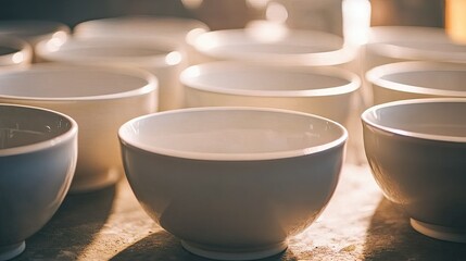 Elegant White Bowls in Soft Natural Light