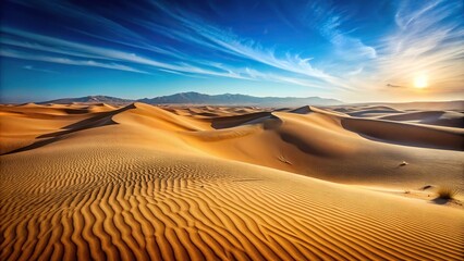 Naklejka premium desert landscape with sand dunes and blue sky