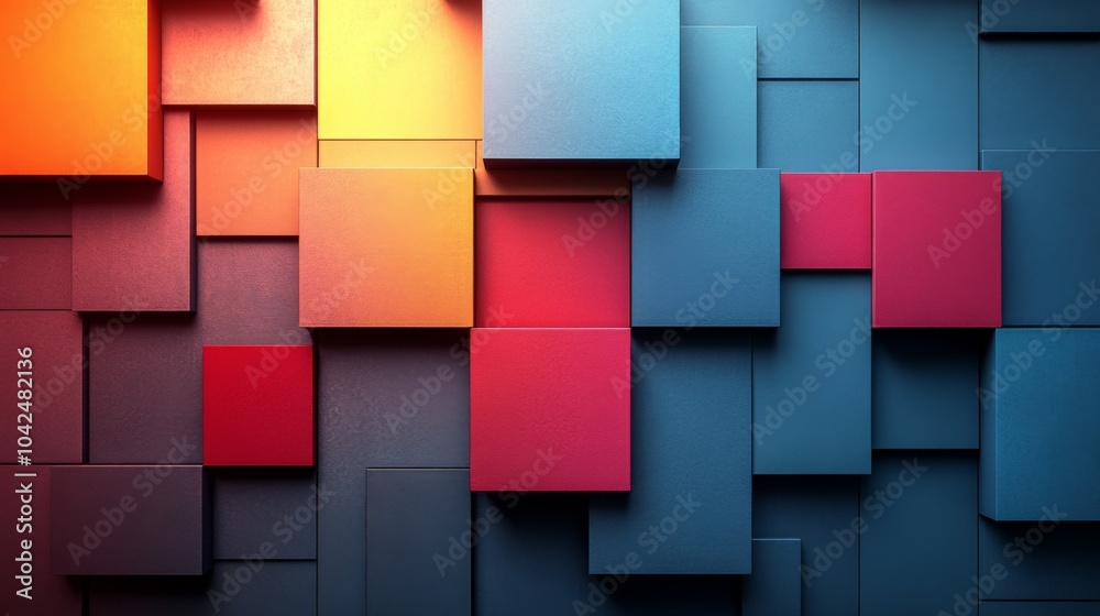 Aufkleber a striking arrangement of colorful geometric shapes creates a vibrant wall composition, showcasing m