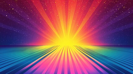 Fototapeta premium Vibrant Sunrise with Colorful Rays Over the Horizon