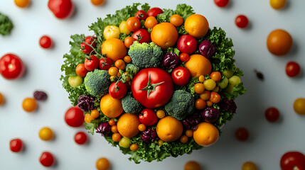 Colorful Fruit and Vegetable Arrangement | A Vibrant Display of Nature's Bounty