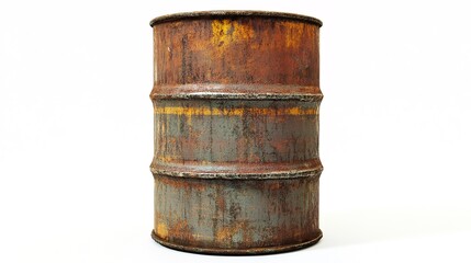 Fototapeta premium Oil Barrel Drum: A Durable and Versatile Container for Storing and Transporting Oil. This industrial oil barrel is designed for efficiency and safety, featuring a robust structure to withstand harsh 