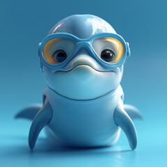 Turquoise Dolphin Set to Dive: Equipped with Swimwear and Goggles for Ocean Adventures