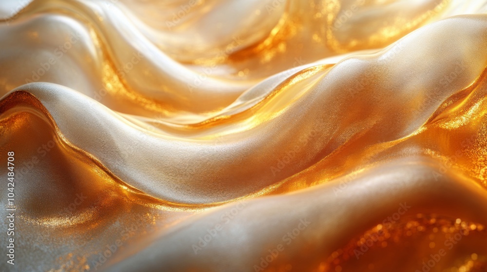 Poster intricate golden waves undulate gracefully, creating a beautiful texture that reflects light, resemb