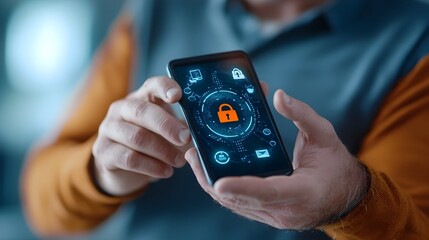 Secure Mobile Data Access with Digital Lock Icon on Smartphone Screen Symbolizing Data Protection and Mobile Security Technology