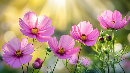 Beautiful Pink Flowers in Sunlight