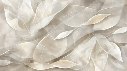 A sophisticated pattern of gentle curves and lines adorned with soft shadows and subtle shading creates a sense of depth and complexity on a canvaslike background.