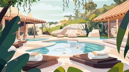 Fototapeta premium Tranquil Wellness Retreat: Embracing Nature for Health and Mindfulness