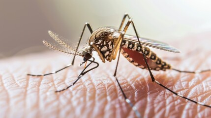 Mosquito Feeding on Skin
