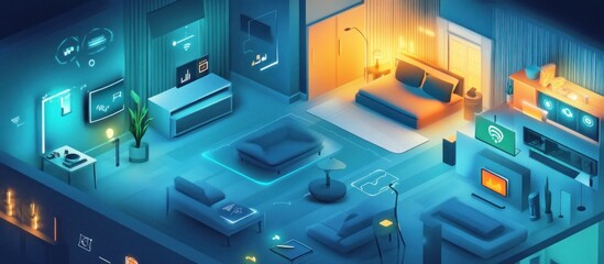 Fototapeta premium Smart home interior with futuristic technology.