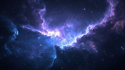 Fototapeta premium A vibrant nebula with swirling clouds of gas and dust, illuminated by distant stars, creating a breathtaking cosmic landscape.