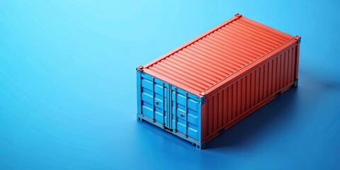 Digital rendering of a high angle view of a container on a blue backdrop