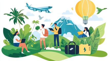 Fototapeta premium Eco-Friendly Travel: Embracing Sustainable Tourism and Cultural Responsibility