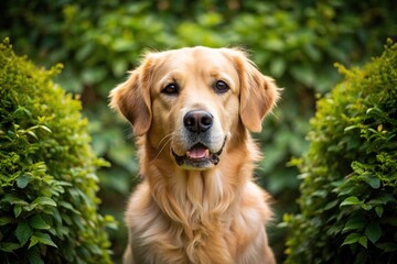 Obraz premium Dog posing against foliage background
