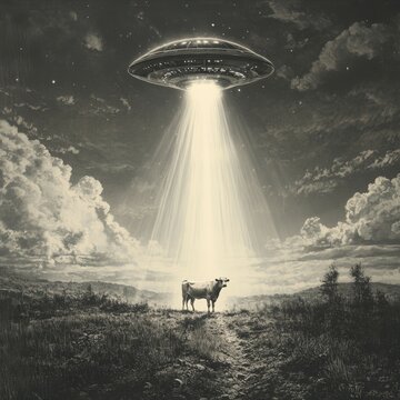 Vaca que ser&aacute; abducida por un UFO u ovni.