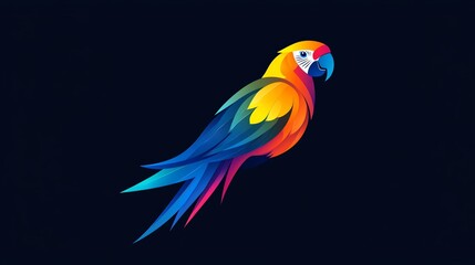 Obraz premium Colorful parrot illustration on dark background