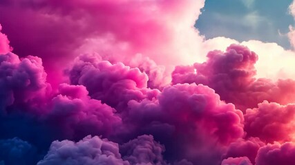 Pink and purple clouds fill the sky, creating a beautiful and ethereal scene