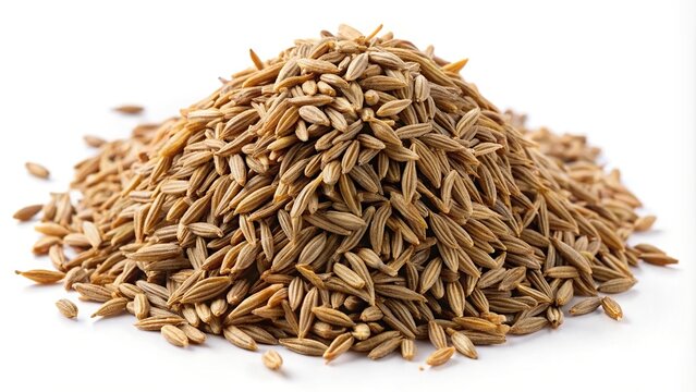 Dried cumin seeds isolated on white background