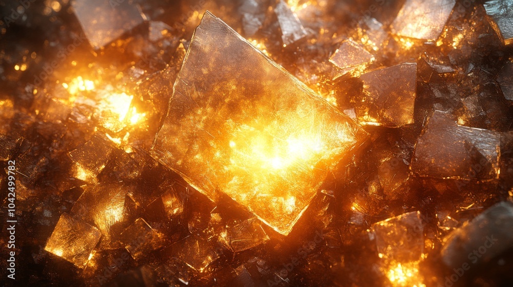 Leinwandbilder a collection of sparkling crystals radiates golden light, creating a captivating effect against a co
