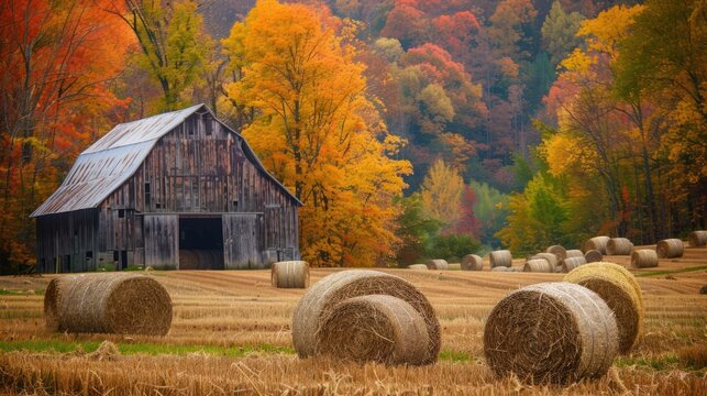 Autumn Barn in a Field
