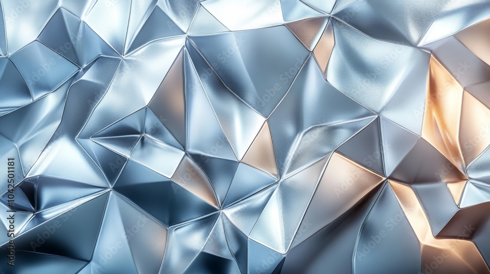 Aufkleber The surface features an array of angular folds and unique textures, reflecting light in various shades. This captivating design creates a sense of depth and movement.