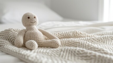 Knitted Toy on Bed