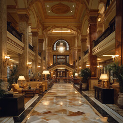 Fototapeta premium Luxurious Hotel Lobby: Opulent and Grand Interior Design Ideas