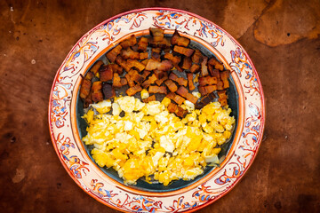 Classic culinary combination, bacon and eggs