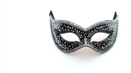 Black and silver mask with a shimmering finish, ideal for a glamorous night event, isolated on white background
