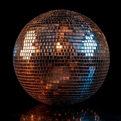 Obraz premium Bolas de espejo de discoteca, brillantes, usada para decorar un establecimiento nocturno. Concepto de decoración y fiesta.