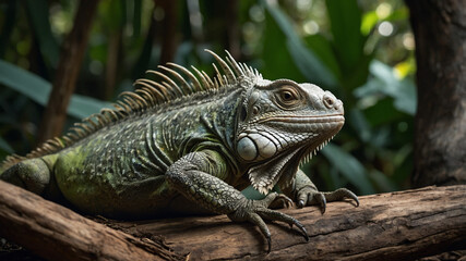Obraz premium 4K close up iguana in the forest