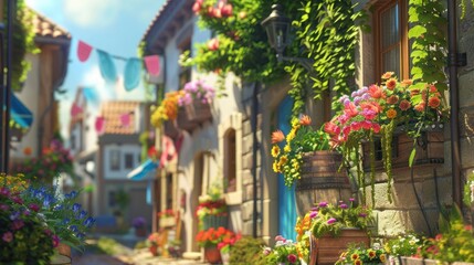 Charming European Village Street