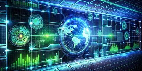 Abstract Tech Background for Futuristic Business and Science Presentations with Dynamic Interface Elements