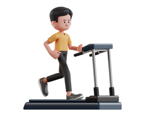 Animated Character Running on a Treadmill for Fitness Journey