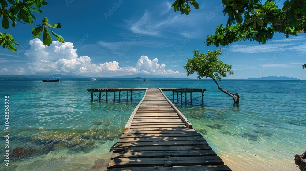 Poster Wooden Pier leading to Serenity