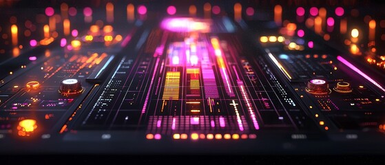 Fototapeta premium Exploring the vibrant interface of digital sound and light a glimpse into modern technology's aesthetic appeal
