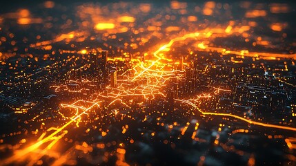 Glowing 3D Holographic Global Network Model