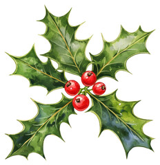 PNG Festive holly with red berries