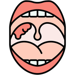Adenoids Icon. Tonsil Problem Pictogram Graphic Illustration. Isolated Simple Filled Line Icon For Infographic, App and Web Button.