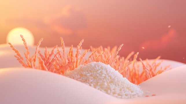 Minimalist 3D Rice Huller with Soft Background