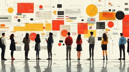Obraz premium Exploring data visualization a collective journey into the world of information and technology
