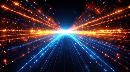 Obraz premium Abstract background with blue and orange light streaks.