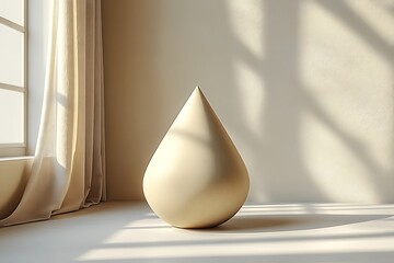 Beige teardrop shape in minimal sunlit interior