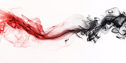 Fototapeta premium abstract red and black smoke swirls on white background