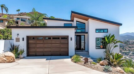 Modern House with Stunning Landscape and Clear Sky