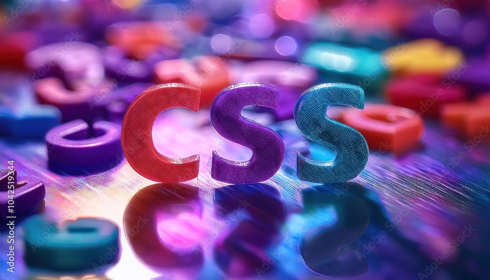 Poster creative css typography with colorful letters